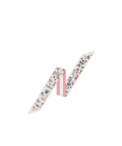 Dior Pattern Silk Scarf In White
