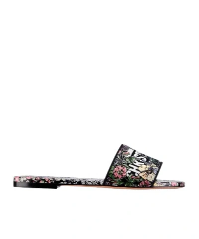Dior Pattern Slippers In Black