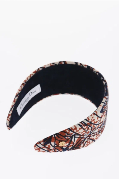Dior Patterned Alice Maxi Hairband With Suede Lining In Brown