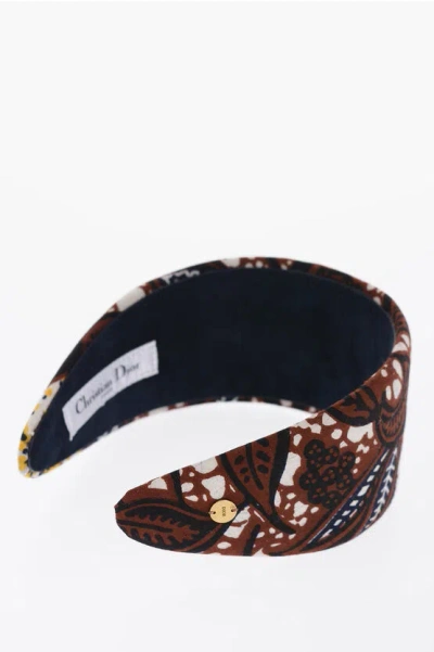 Dior Patterned Alice Maxi Hairband With Suede Lining In Brown