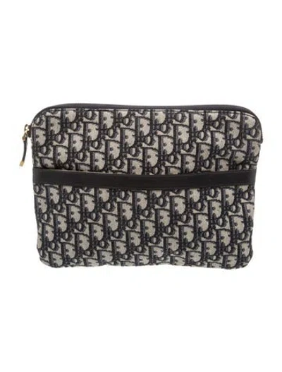 Pre-owned Dior Patterned Canvas Cosmetic Bag In Neutral