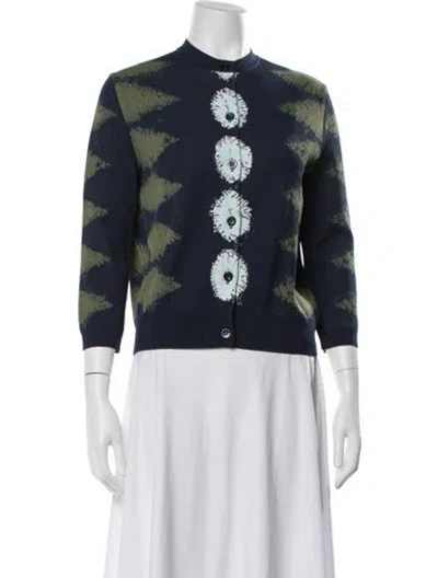Pre-owned Dior Patterned Crew Neck Sweater In Blue