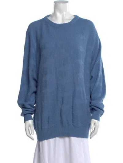 Pre-owned Dior Patterned Crew Neck Sweater In Blue