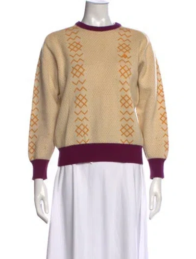 Pre-owned Dior Patterned Crew Neck Sweater In Neutral