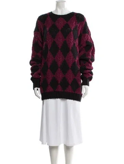 Pre-owned Dior Patterned Crew Neck Sweater In Purple