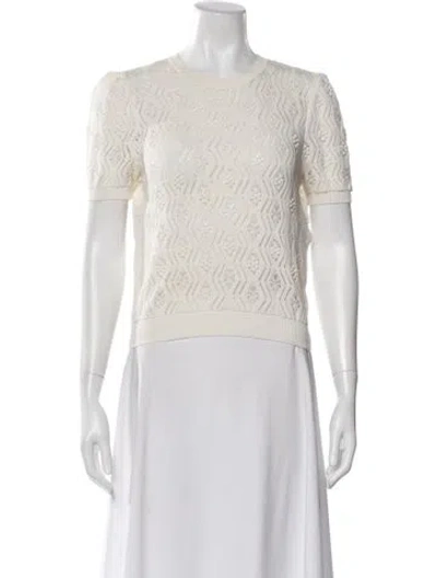 Pre-owned Dior Patterned Crew Neck Sweater In White