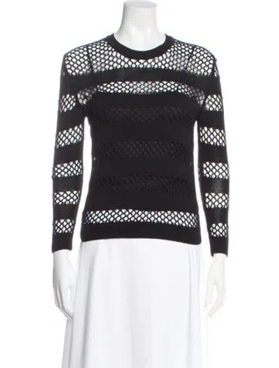 Pre-owned Dior Patterned Crew Neck Top In Black