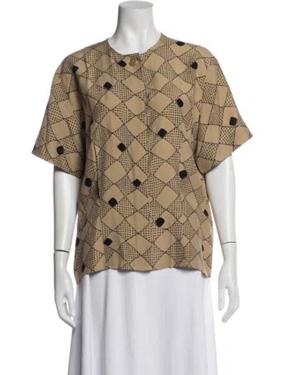Pre-owned Dior Patterned Crew Neck Top In Neutrals