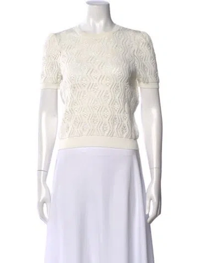 Pre-owned Dior Patterned Crew Neck Top In White
