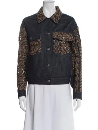 Pre-owned Dior Patterned Denim Jacket In Blue