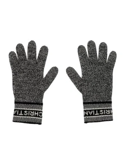 Pre-owned Dior Patterned Knit Gloves  W/tags In Black