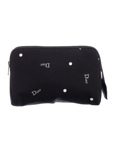 Pre-owned Dior Patterned Makeup Bag In Black