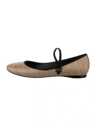 Pre-owned Dior Patterned Mary Jane Flats In Black/gold