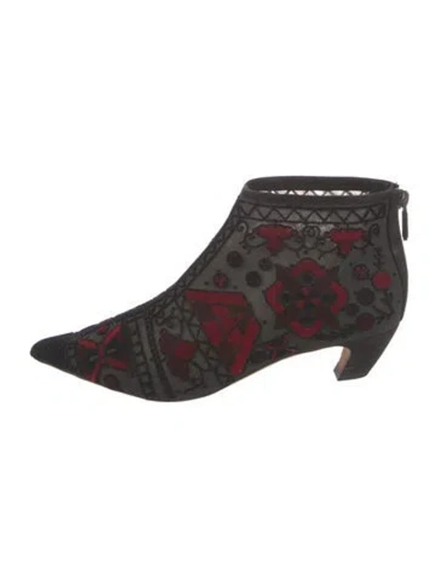 Pre-owned Dior Patterned Mesh Accents Boots In Black