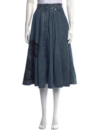 Pre-owned Dior Patterned Midi Length Skirt In Blue