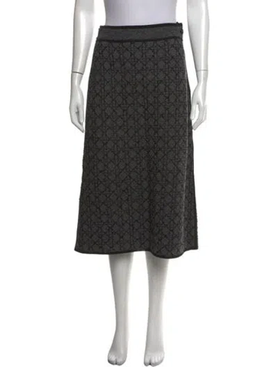 Pre-owned Dior Patterned Midi Length Skirt In Grey