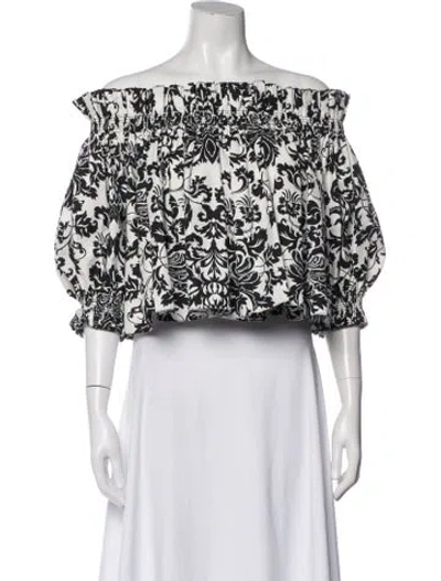 Pre-owned Dior Patterned Off-the-shoulder Top W/ Tags In White