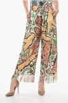 DIOR PATTERNED SILK GAUCHO PANTS WITH FRINGED BOTTOM