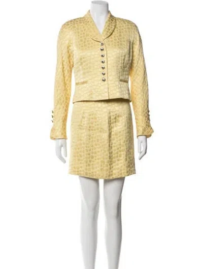 Pre-owned Dior Patterned Skirt Suit In Yellow