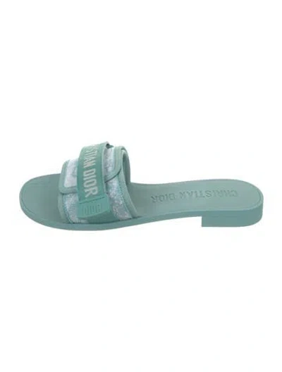 Pre-owned Dior Patterned Slides In Blue