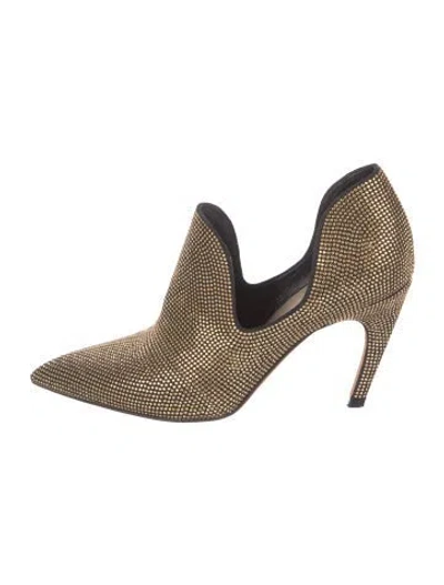 Pre-owned Dior Patterned Studded Accents Mules In Gold