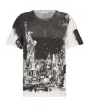 Dior T-shirt In Black And White Cotton And Linen Jersey With New York Motif In Black