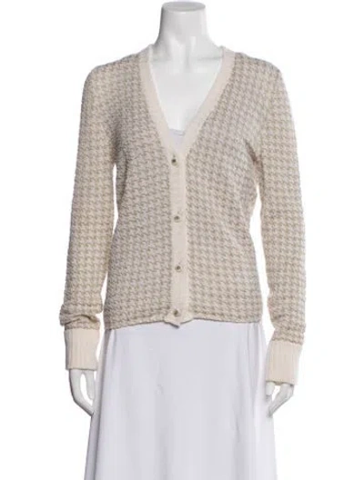 Pre-owned Dior Patterned V-neck Sweater In Neutral