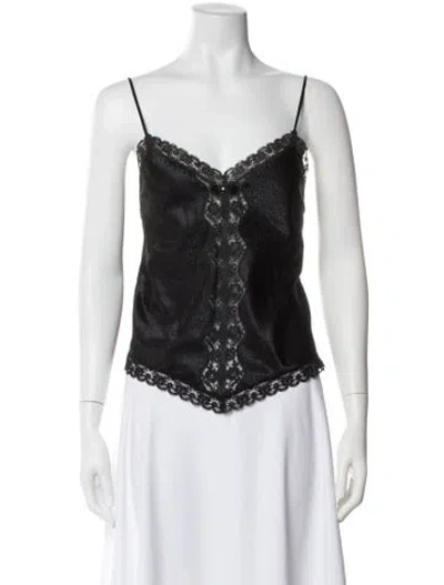 Pre-owned Dior Patterned V-neck Top In Black