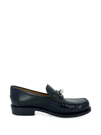 Pre-owned Dior Pearl Embellished Loafers In 黑色