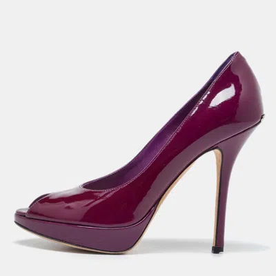 Pre-owned Dior Peep Toe Platform Pumps Size 36 In Purple