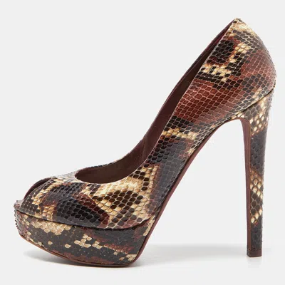 Pre-owned Dior Peep-toe Platform Pumps Size 39.5 In Brown