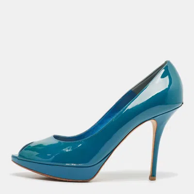 Pre-owned Dior Peep Toe Pumps 42 In Blue