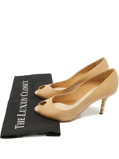 Pre-owned Dior Peep-toe Pumps In Neutral
