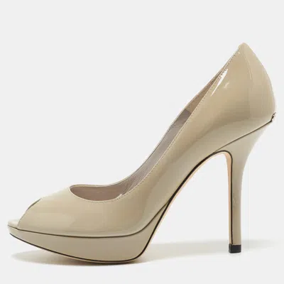 Pre-owned Dior Peep Toe Pumps Size 36 In Gray