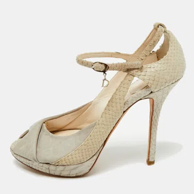 Pre-owned Dior Peep Toe Pumps Size 36 In White