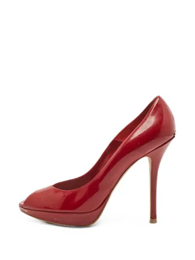 Pre-owned Dior Peep-toe Platform Pumps In Red