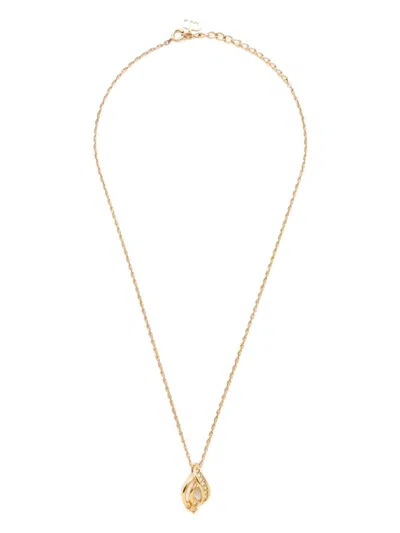 Pre-owned Dior Pendant Wheat-chain Necklace In Gold