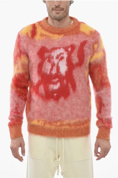 Dior Peter Doig Alpaca Blend Lion Jumper With Multicolored Patte In Pink
