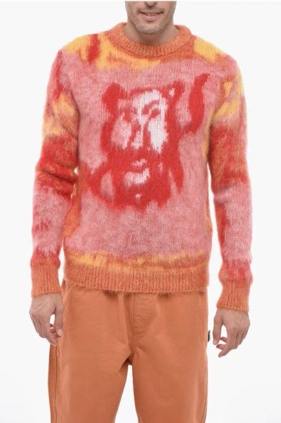 Dior Peter Doig X  Crew Neck Mohair Blend Pullover In Pink