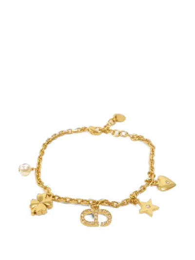 Pre-owned Dior Petit Cd Charms Bracelet In Gold