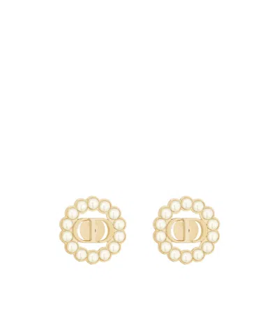 Dior Petit Cd Circle Stud Earrings In Gold