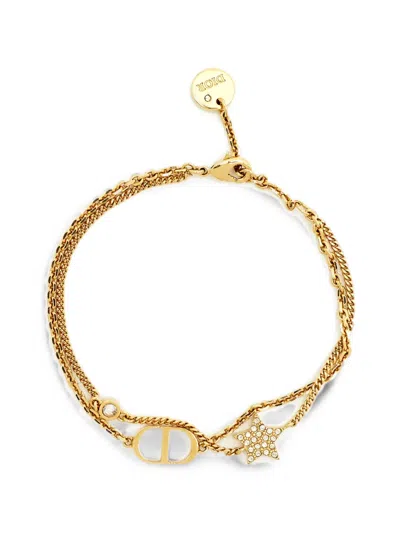 Pre-owned Dior Petit Cd Double-chain Bracelet In Gold