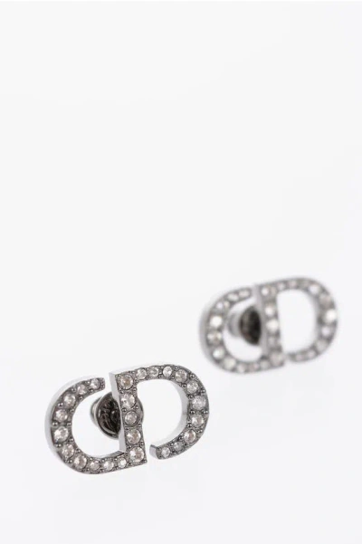Dior Petit Cd Earring With Rhinestones In Metallic