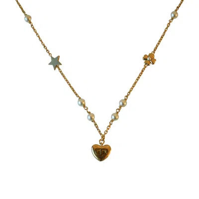 Dior Petit Cd Lucky Charms With Pearls Stars Hearts Clover Necklace Gold