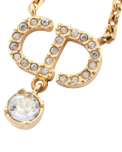 Dior Petit Cd Necklace Gold Rhinestone (authentic Pre-loved)