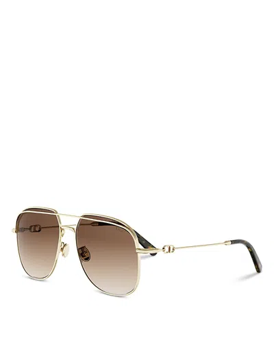 Dior Petit Cd Square Double Bridge Sunglasses, 56mm In Gold