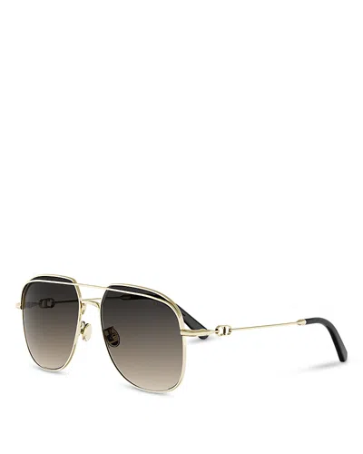 Dior Petit Cd Square Double Bridge Sunglasses, 56mm In Gold
