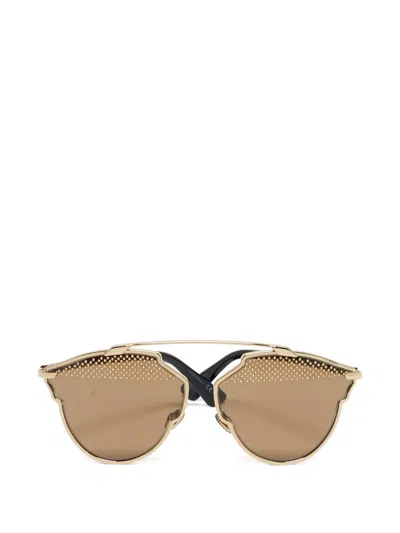 Pre-owned Dior Pilot-frame Sunglasses In Gold