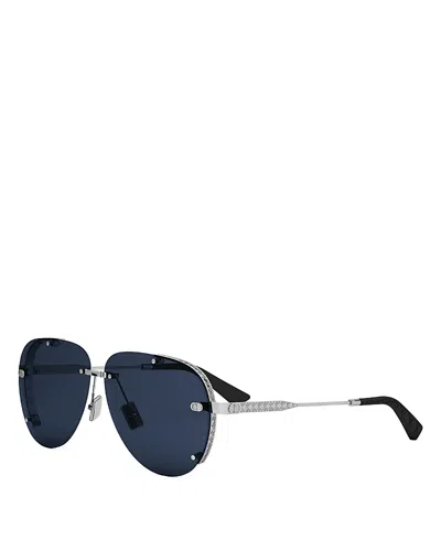 Dior A1u Pilot Sunglasses, 60.7mm In Palladium/blue