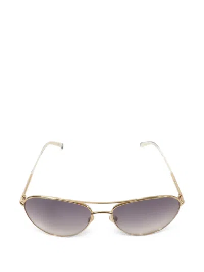 Pre-owned Dior Pilot Sunglasses In Gold